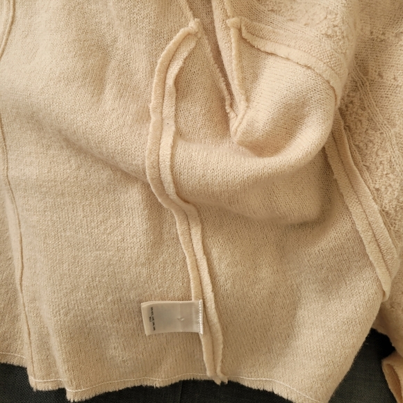 Anthropology Knitted & Knotted Wool Cardigan Zip-Front Sweater Sz M Cream/Pink - Picture 7 of 11